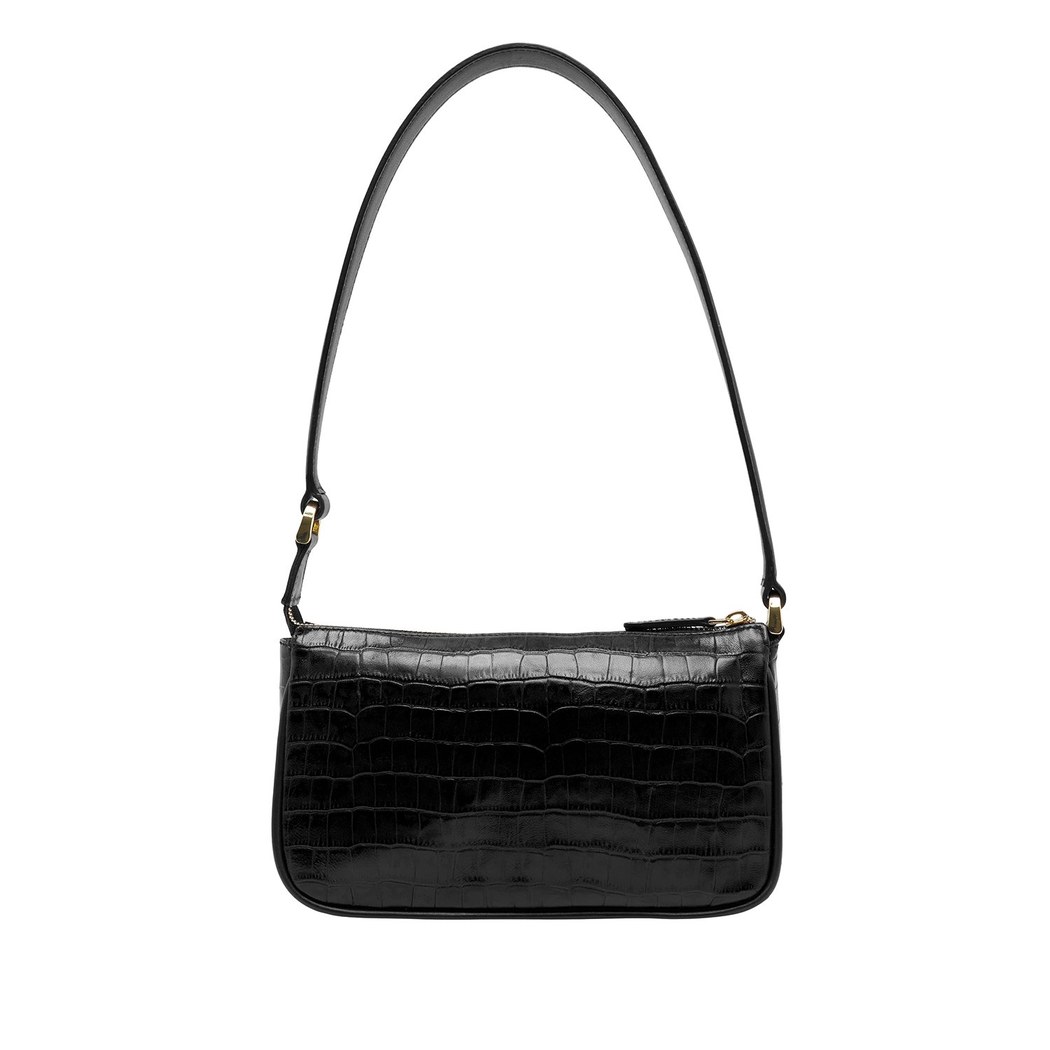 Siyah Dativ Kadın Deri Omuz Askılı Çanta