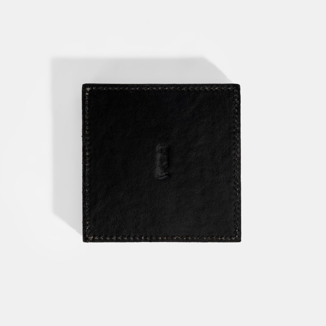 Siyah Deri Dörtlü Bardak Altlığı