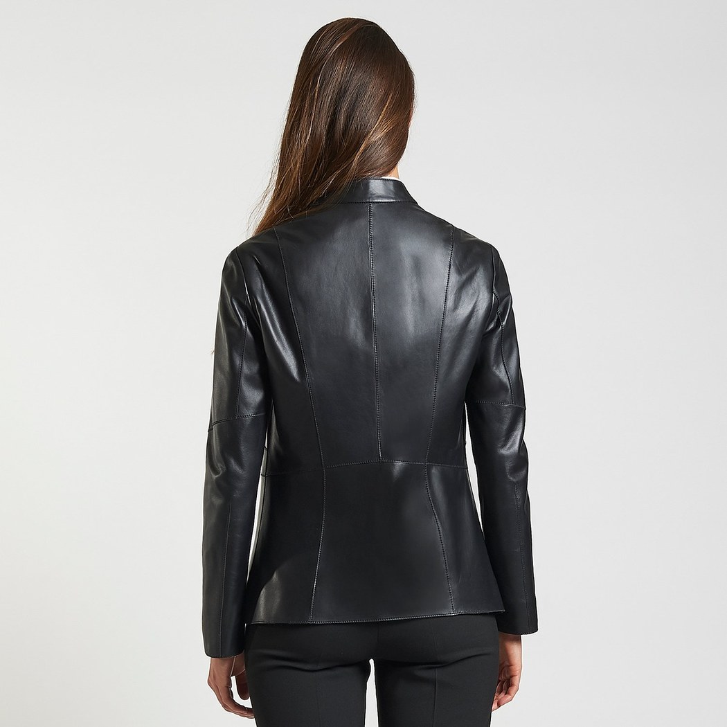 Siyah Duvessa Kadın Deri Ceket