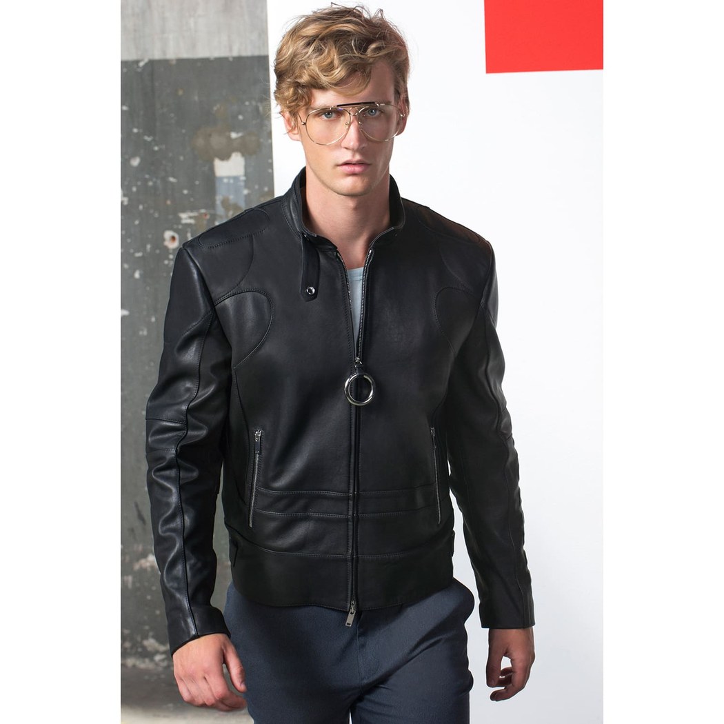 Siyah Eoghain Erkek Deri Mont