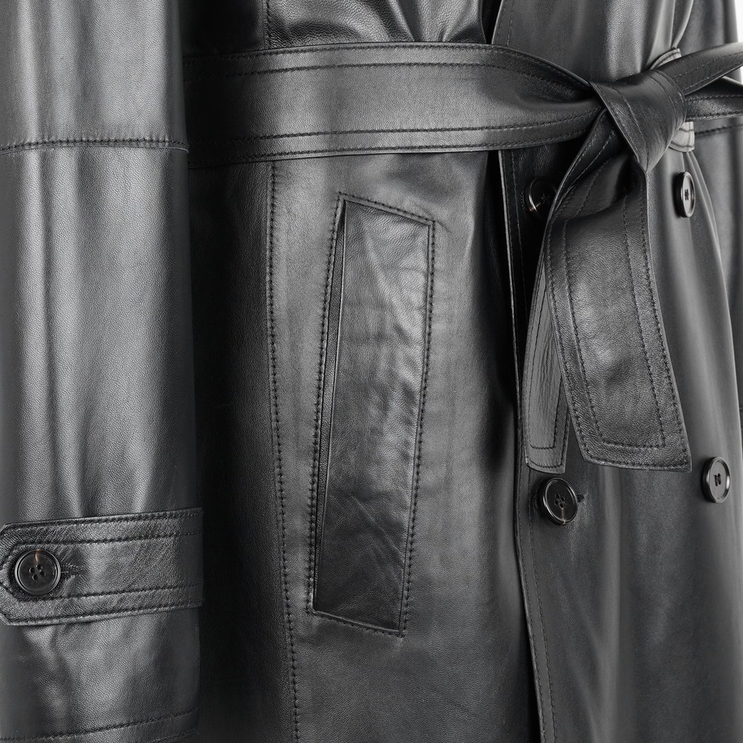 Siyah Erkek Deri Trençkot