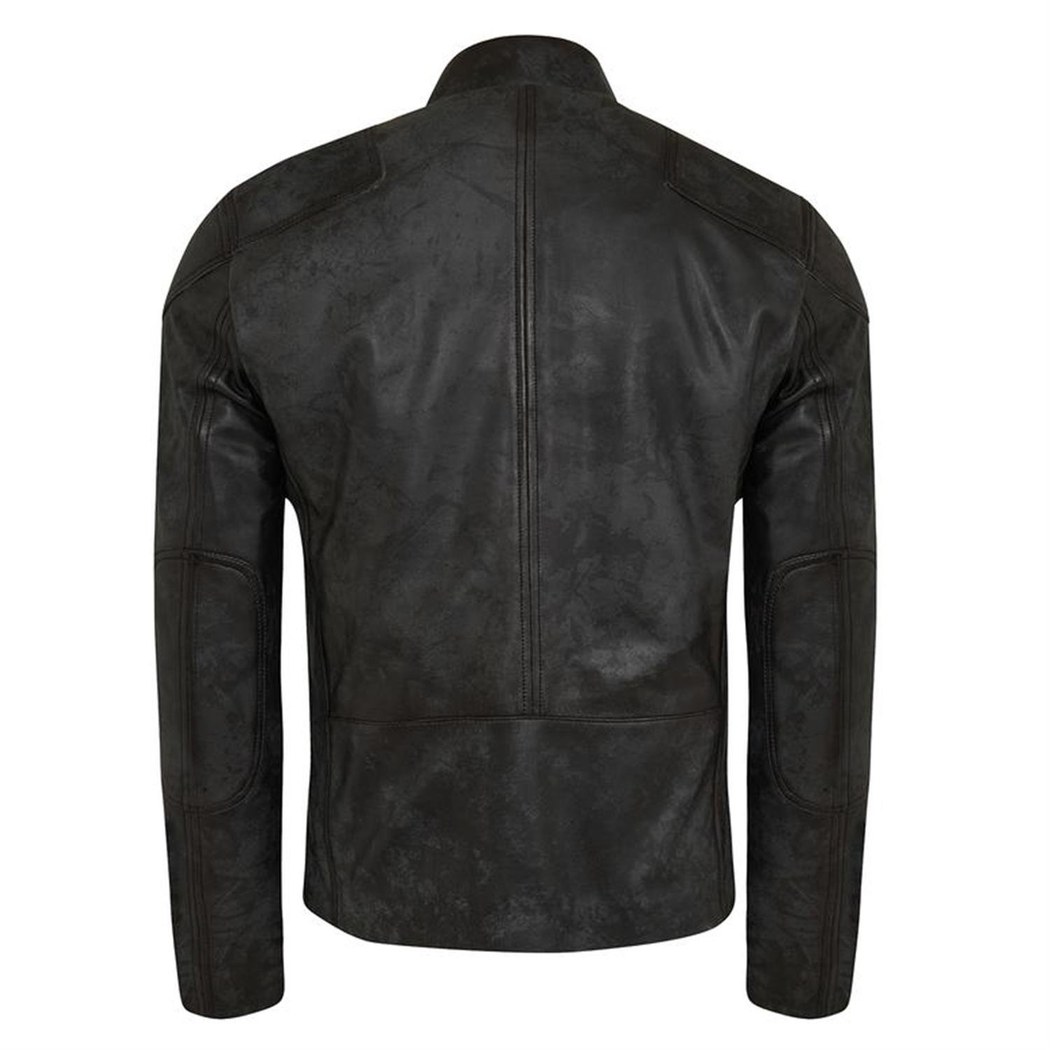 Siyah Erkek Eskitme Deri Ceket