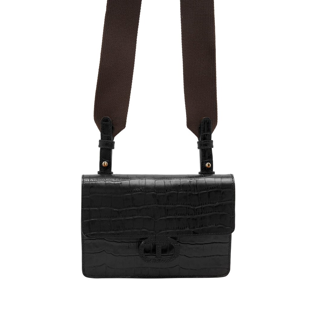 Siyah Fels Kadın Deri Omuz Askılı Çanta