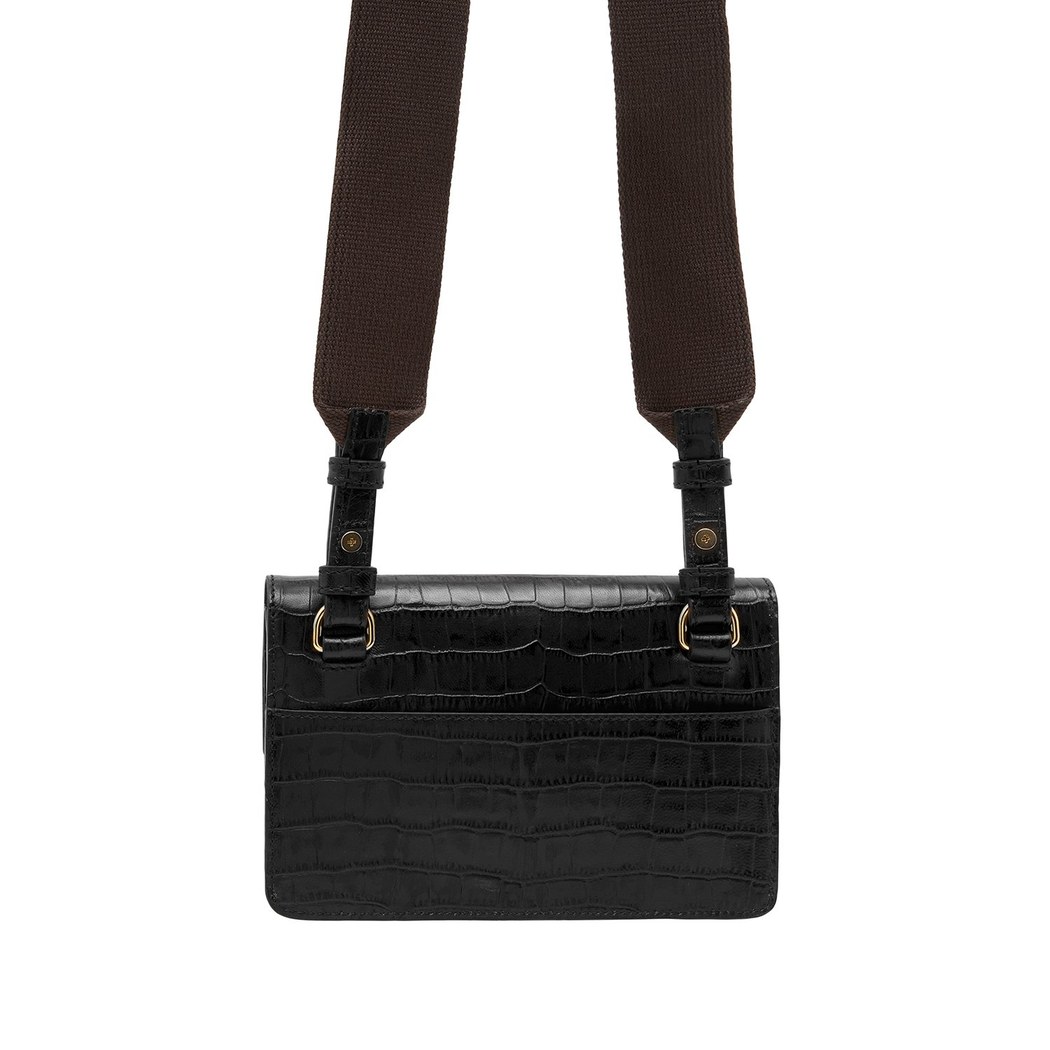 Siyah Fels Kadın Deri Omuz Askılı Çanta