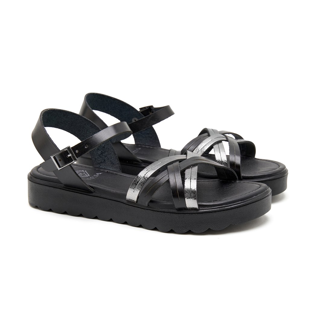 Siyah Gaia Kadın Deri Sandalet