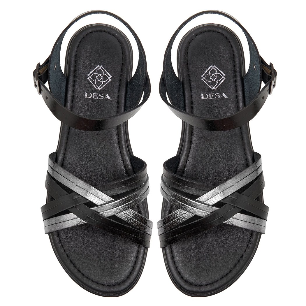 Siyah Gaia Kadın Deri Sandalet