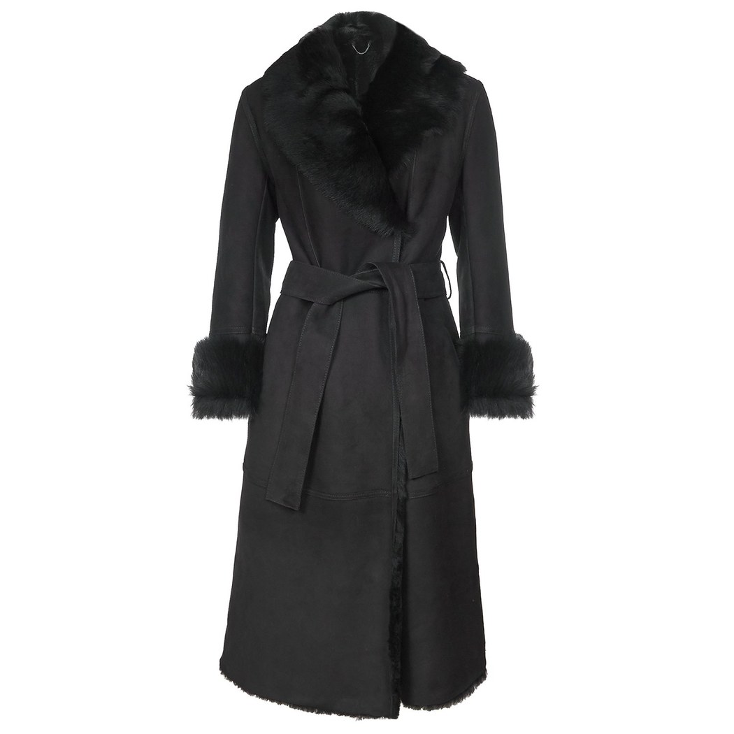 Siyah Ileanna Kadın Kürk Kaban