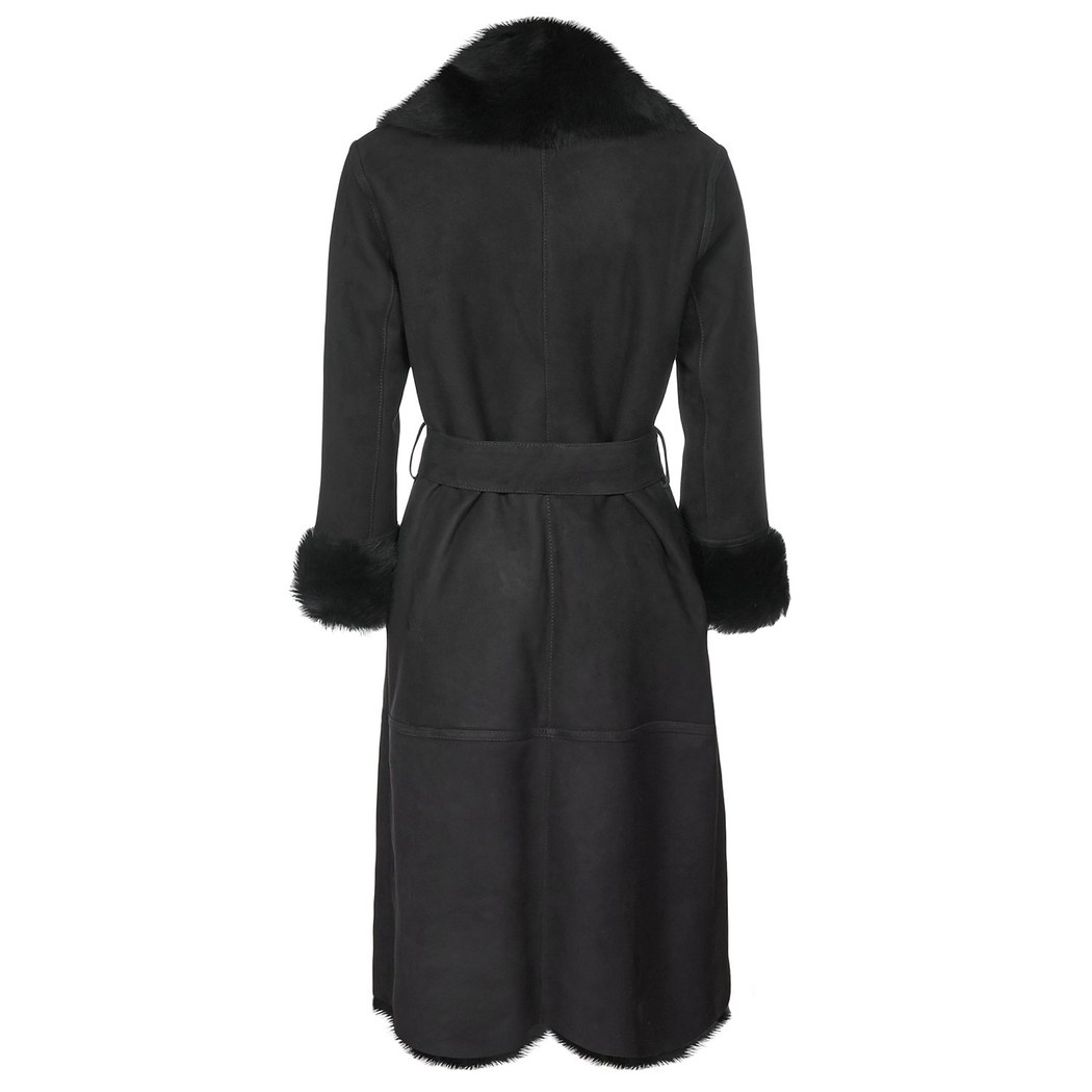 Siyah Ileanna Kadın Kürk Kaban