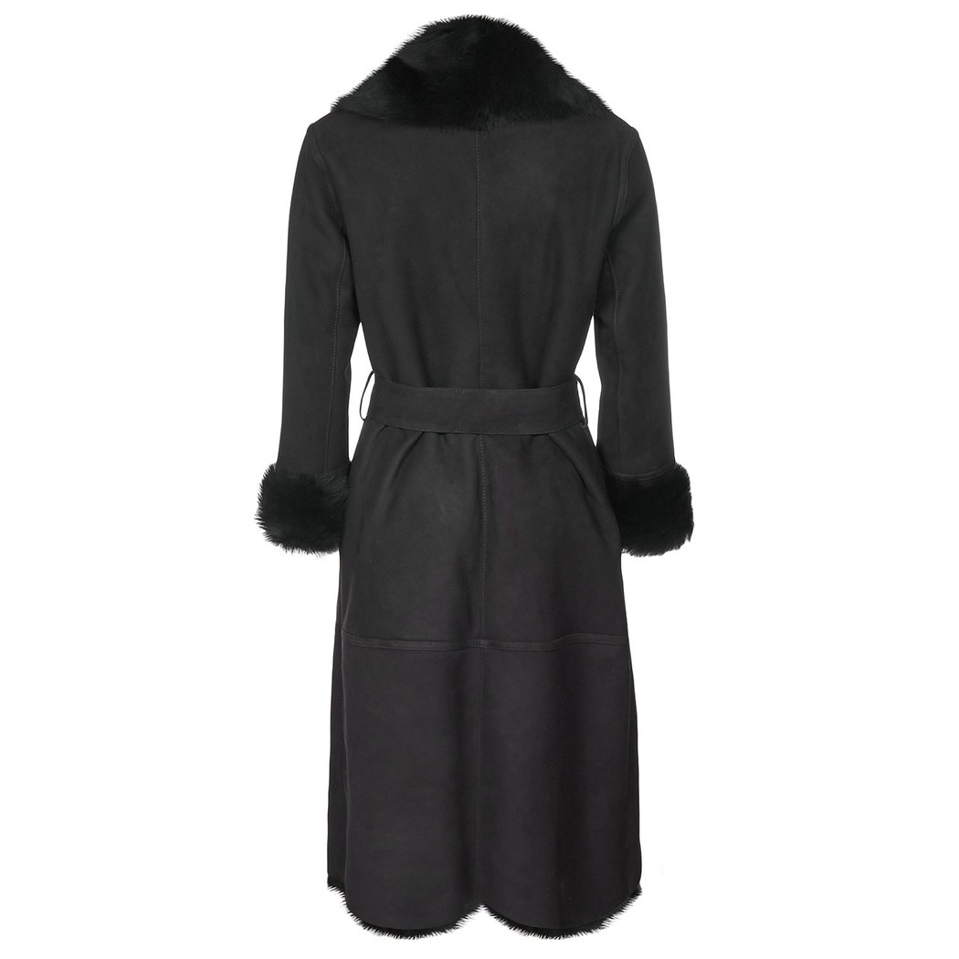 Siyah Ileanna Kadın Kürk Kaban