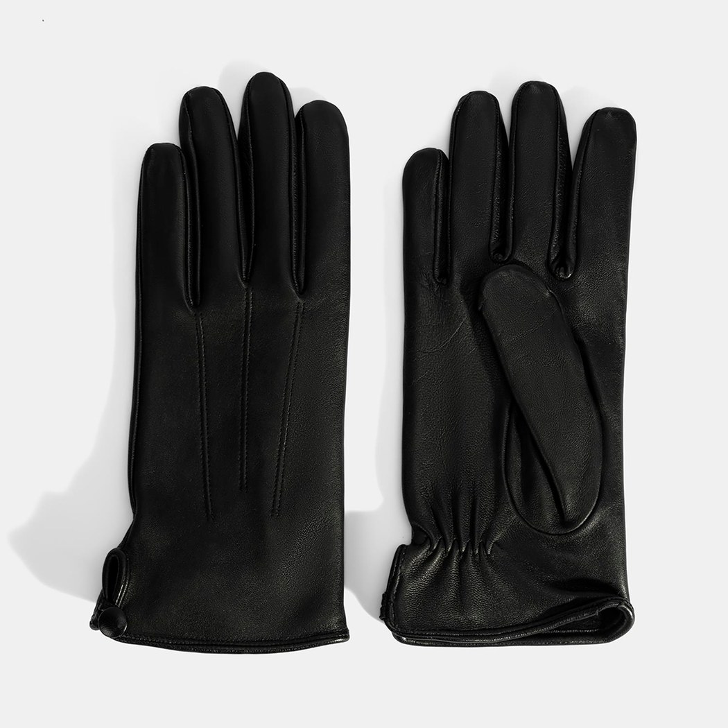 Siyah Kadın Deri Eldiven