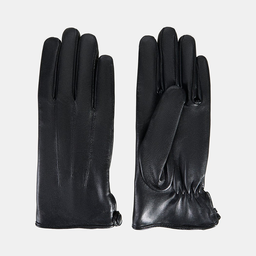 Siyah Kadın Deri Eldiven