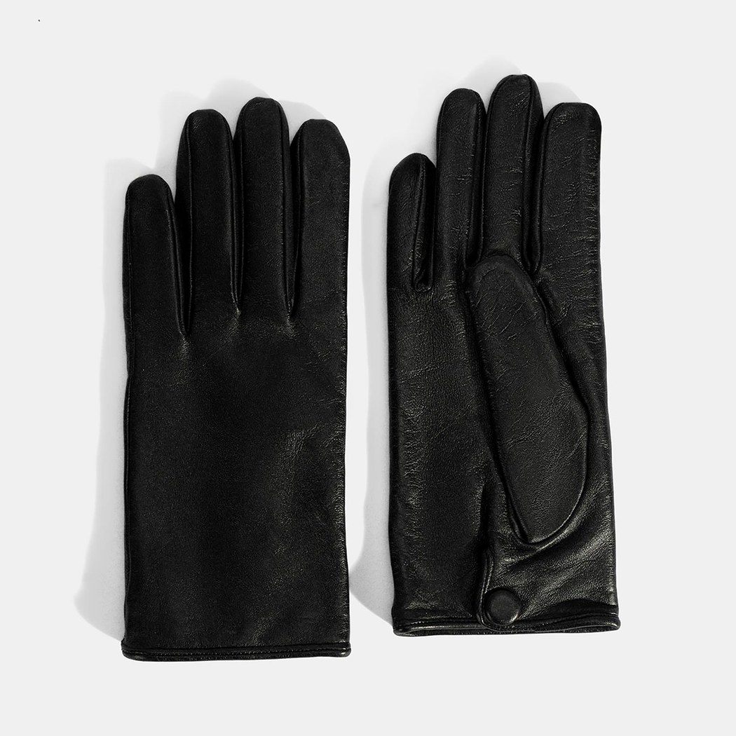 Siyah Kadın Deri Eldiven