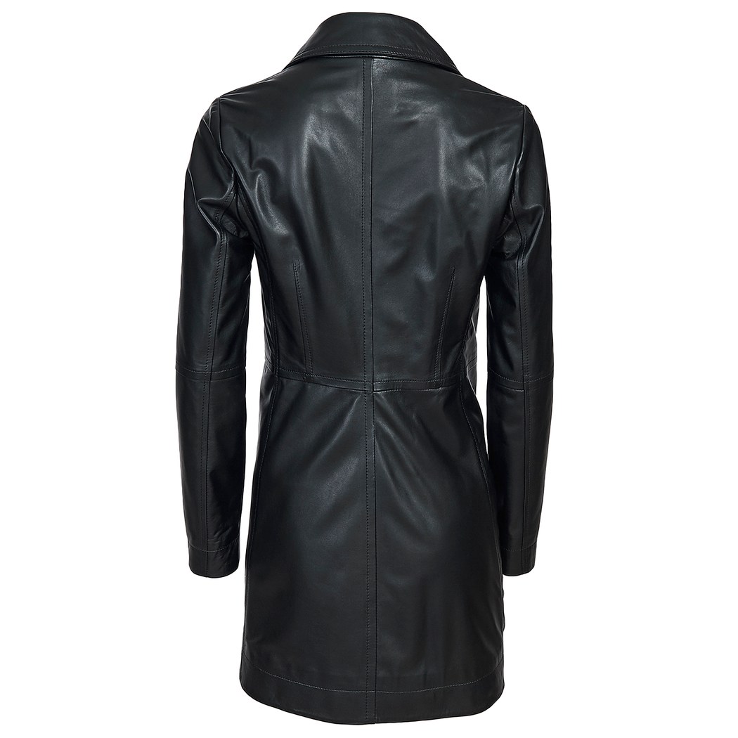 Siyah Kadın Deri Trençkot