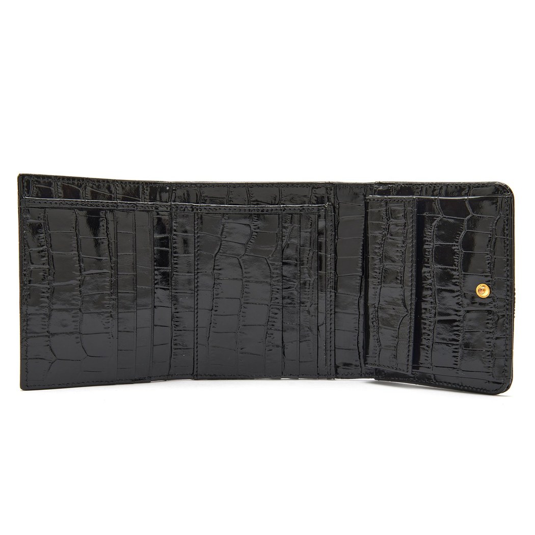 Siyah Kadın Kroko Baskılı Deri Cüzdan