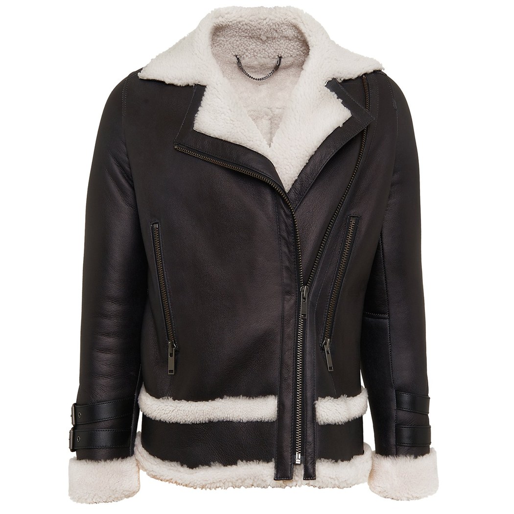 Siyah Kadın Merinillo Kürk Kaban