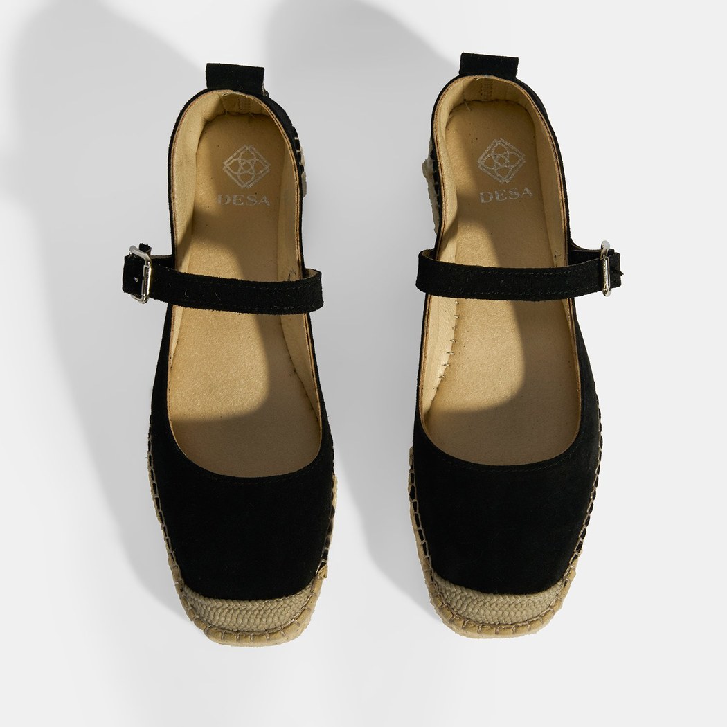 Siyah Kadın Toka Detaylı Süet Mary Jane Espadril