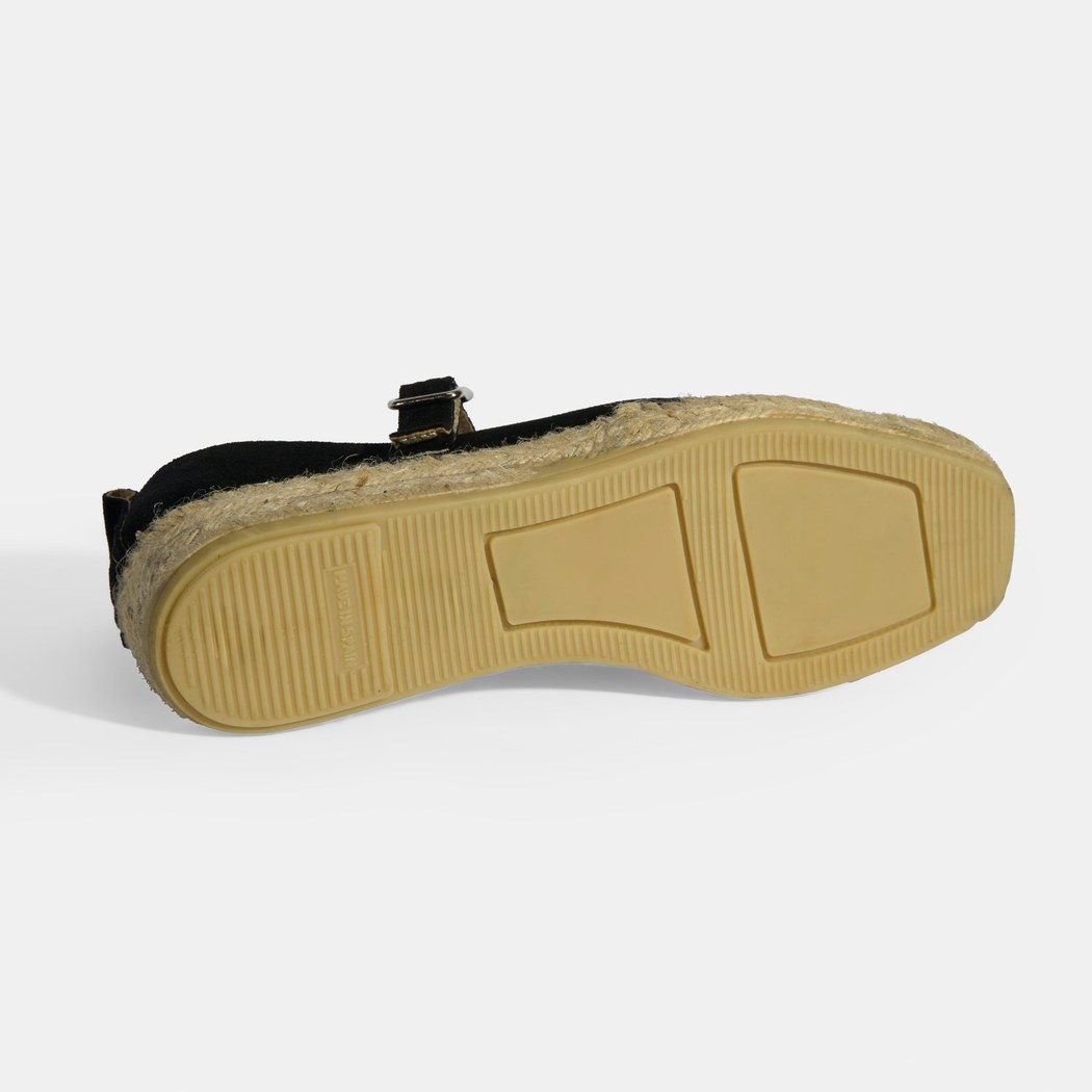 Siyah Kadın Toka Detaylı Süet Mary Jane Espadril