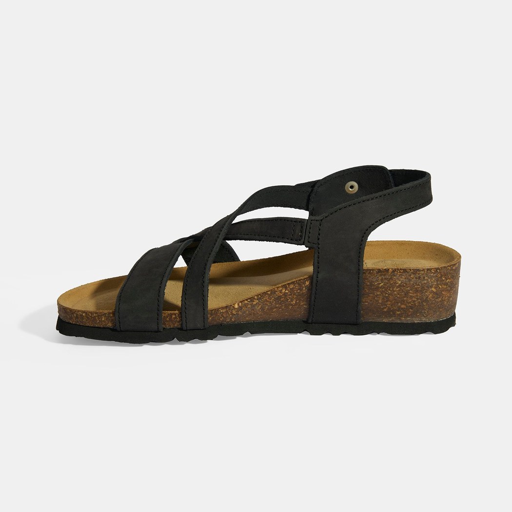 Siyah Kadın Toka Detaylı Süet Sandalet