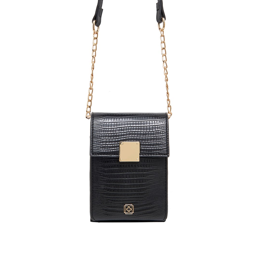 Siyah Lewis Zincir Detaylı Kadın Omuz Çantası