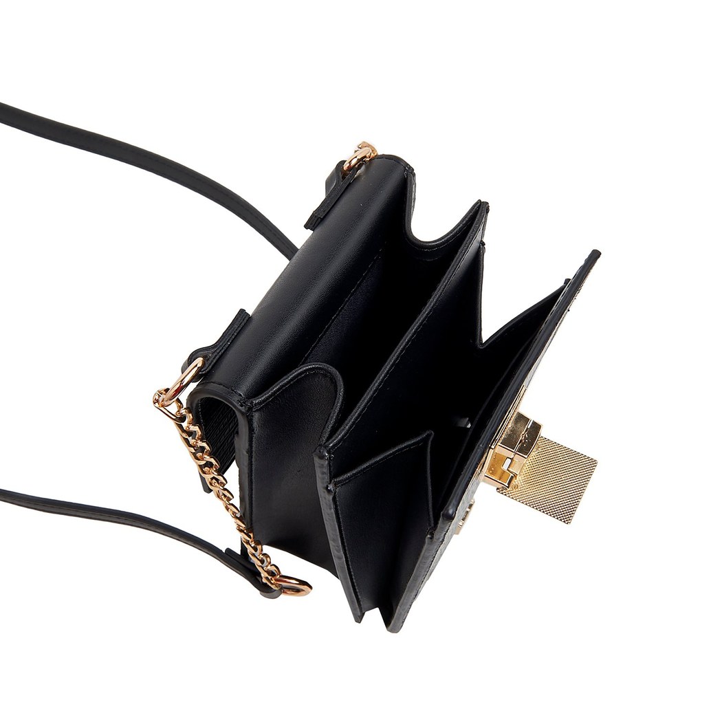 Siyah Lewis Zincir Detaylı Kadın Omuz Çantası
