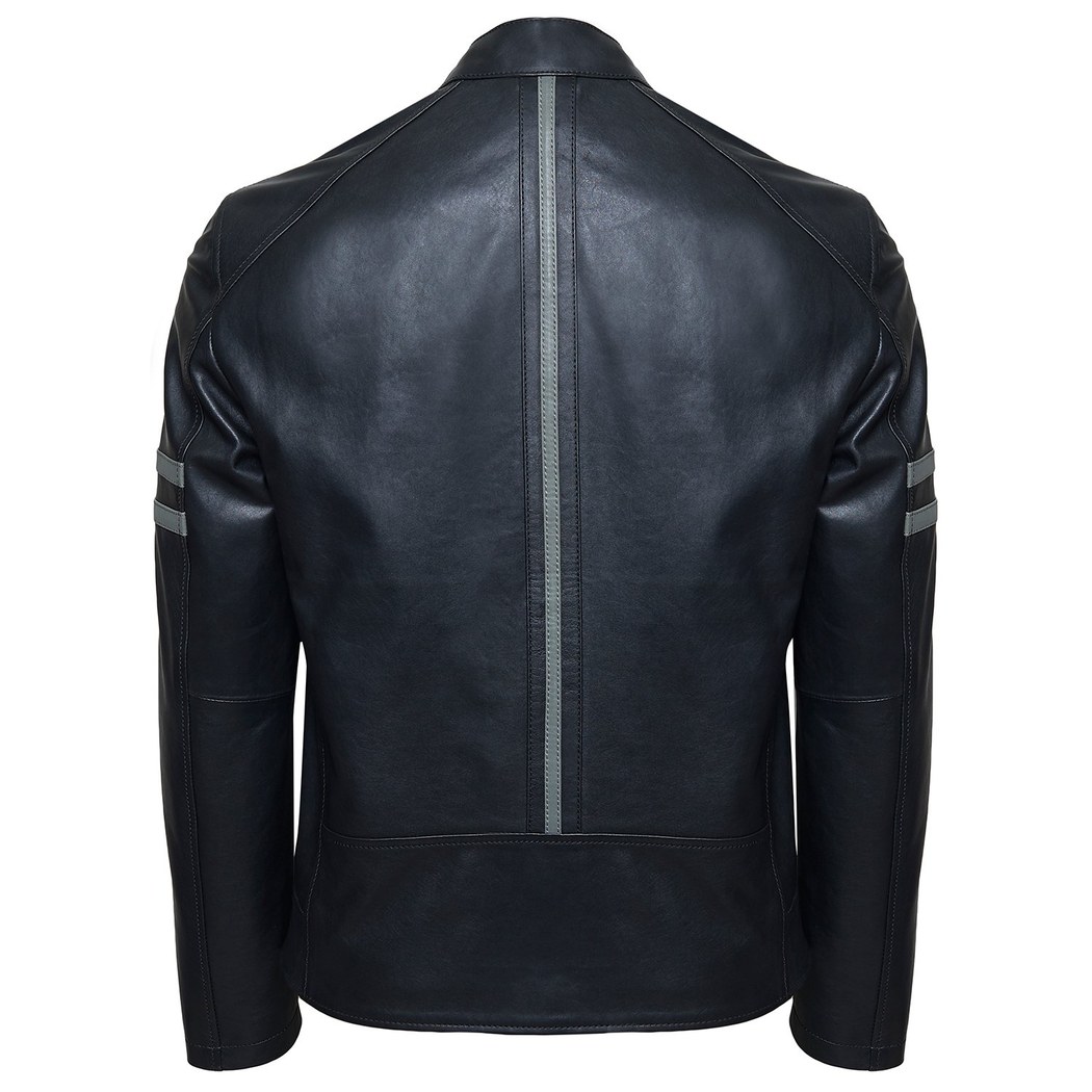 Siyah Ligne Erkek Deri Mont