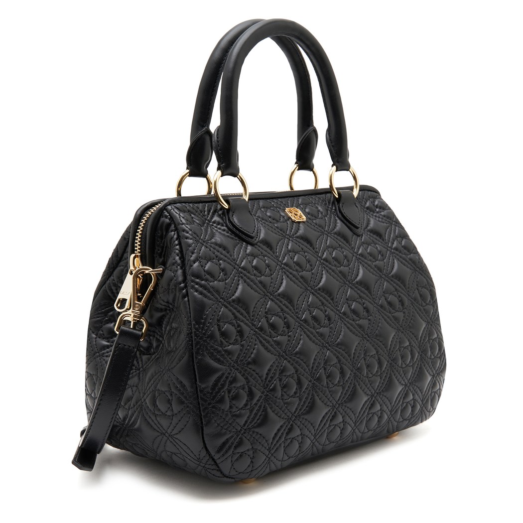 Siyah Lisa Kadın Kapitone Deri El Çantası