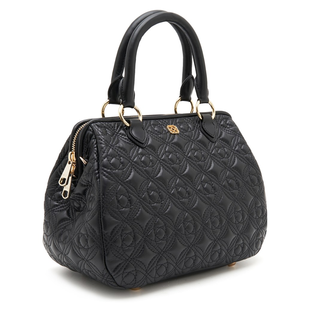 Siyah Lisa Kadın Kapitone Deri El Çantası