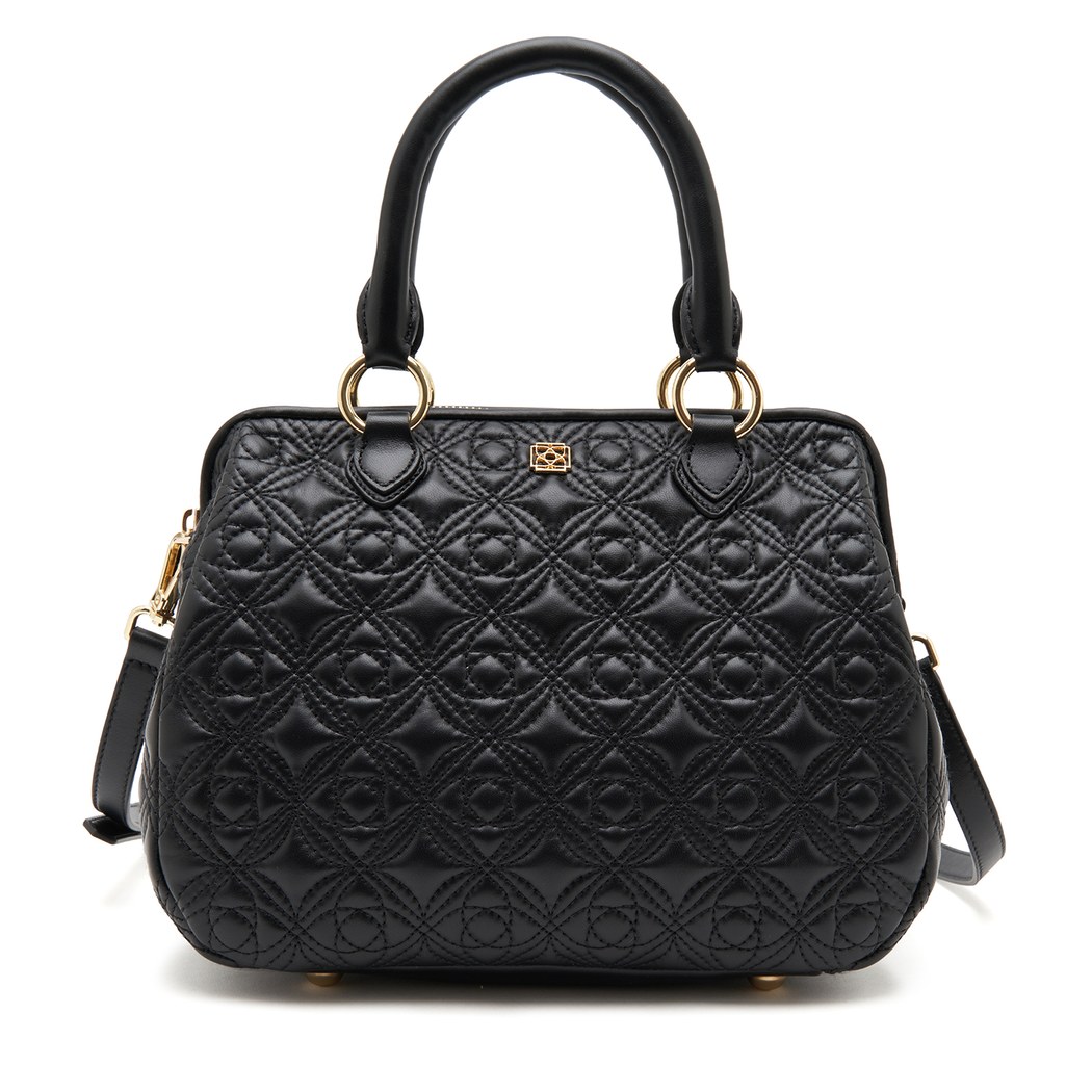 Siyah Lisa Kadın Kapitone Deri El Çantası