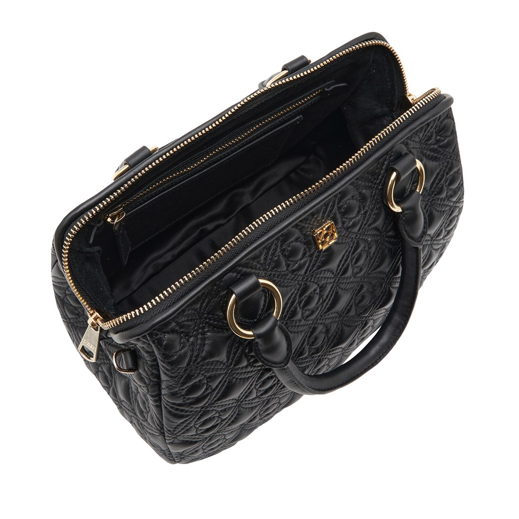 Siyah Lisa Kadın Kapitone Deri El Çantası