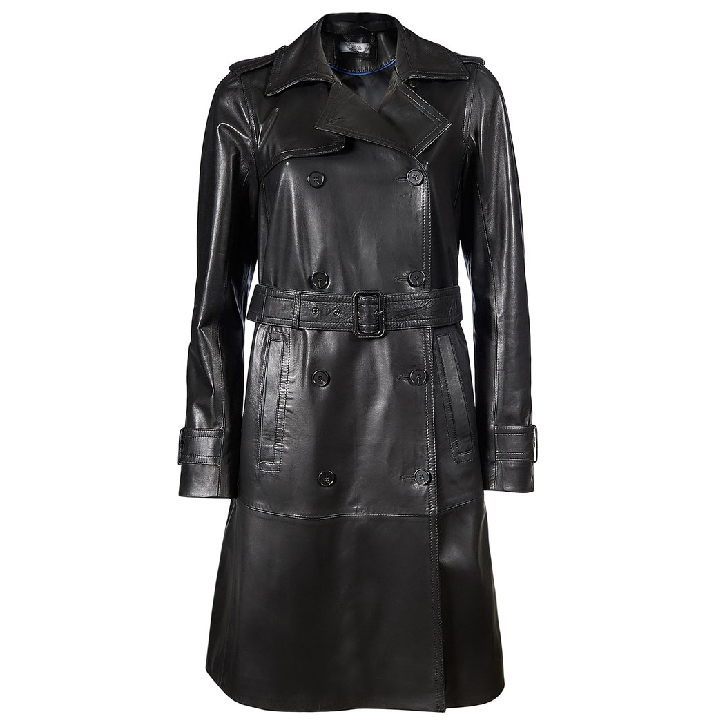 Siyah Marjorie Kadın Deri Trençkot