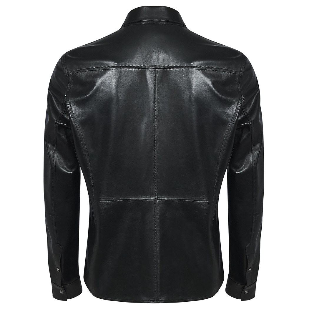 Siyah Mateja Erkek Deri Gömlek