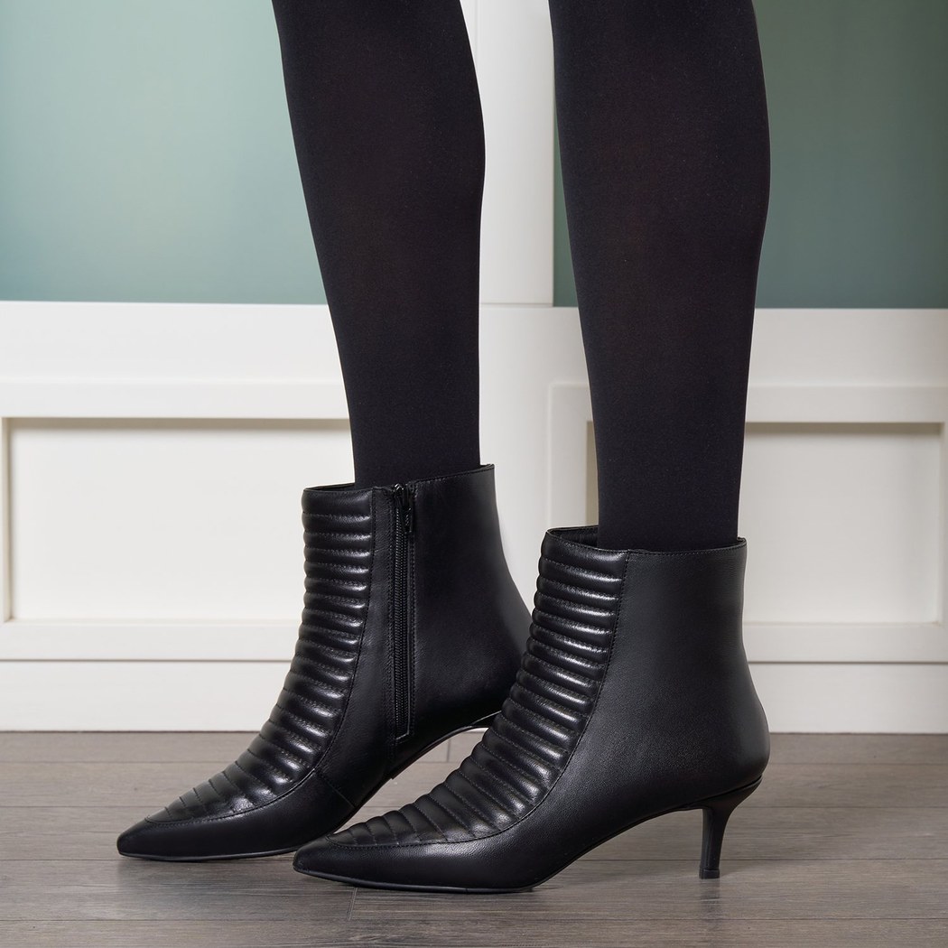 Siyah Mencie Kadın Deri Bootie