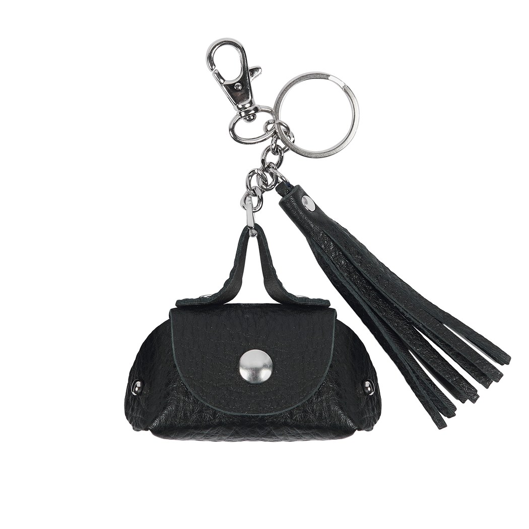 Siyah Mini Deri Anahtarlık