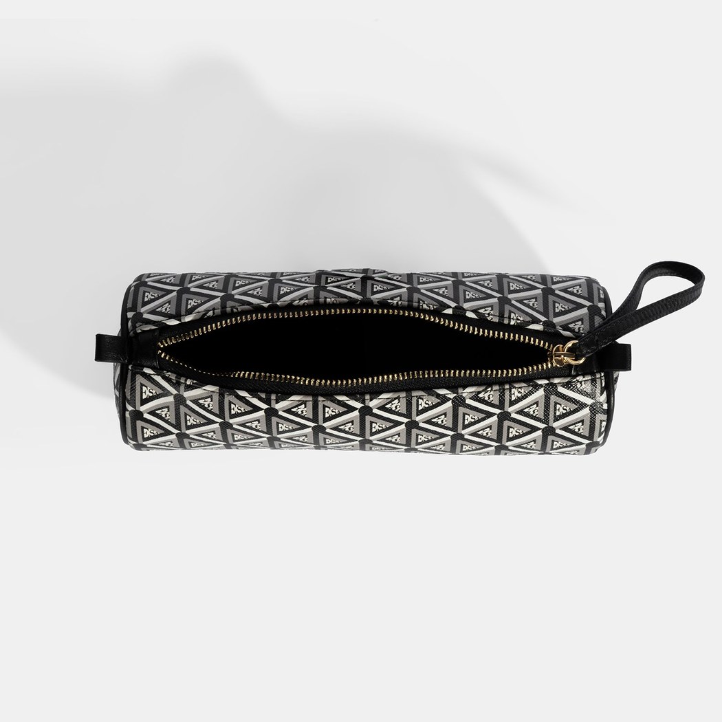 Siyah Monogram Desenli Kalemlik/Tıraş/Makyaj Çantası