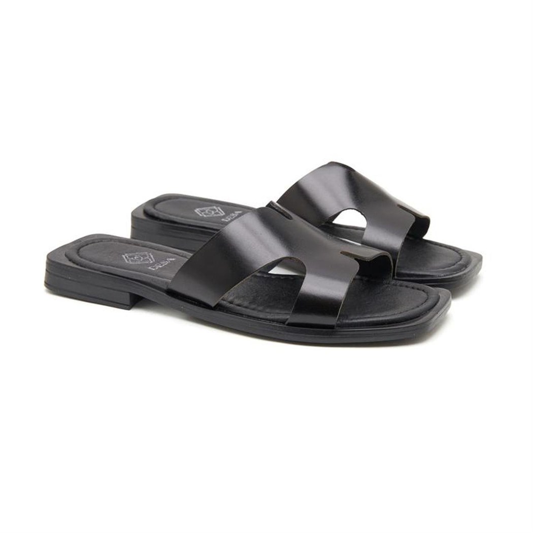 Siyah Nell Kadın Deri Terlik