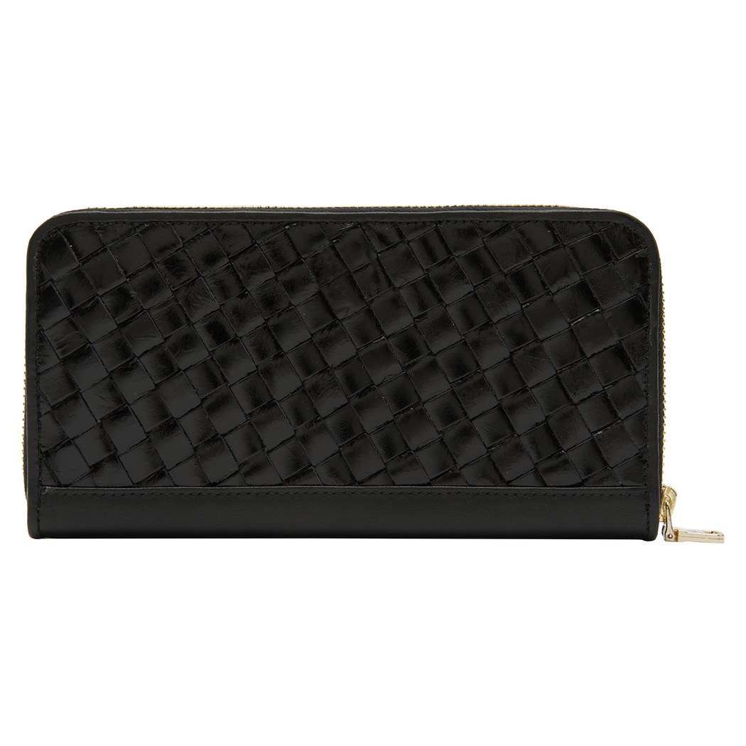 Siyah Örgü Deri Kadın Cüzdan