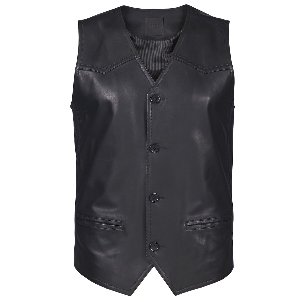 Siyah Pedro Erkek Deri Yelek