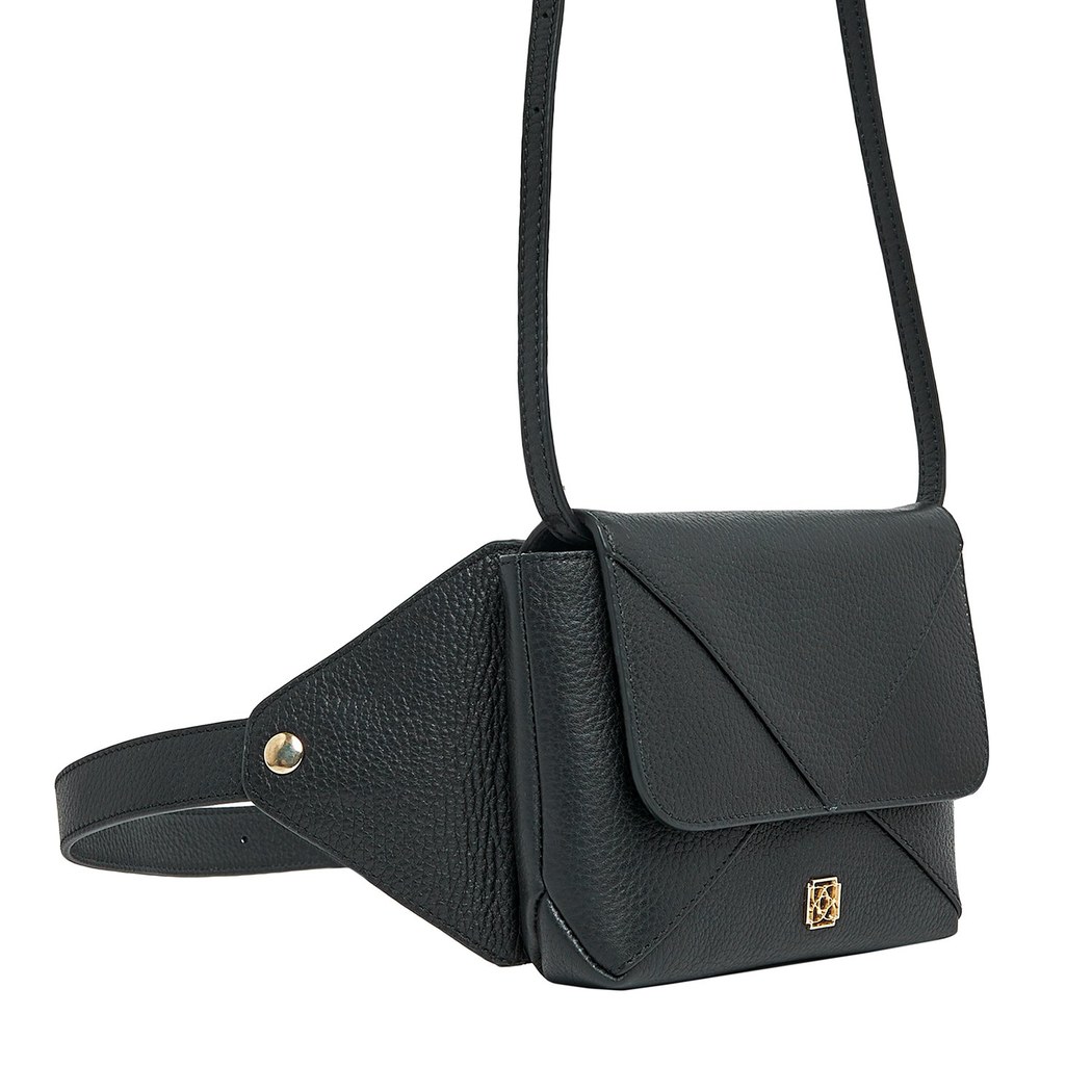 Siyah Rose Kadın Deri Bel Çantası