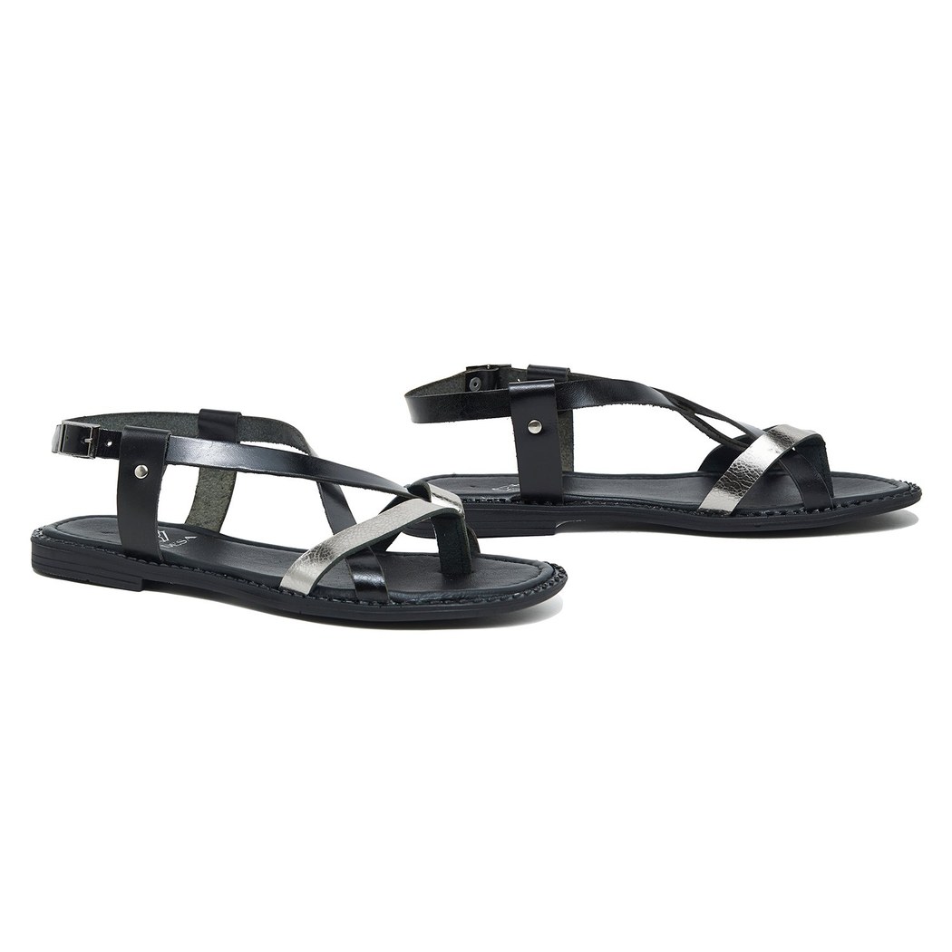 Siyah Rossy Kadın Deri Sandalet
