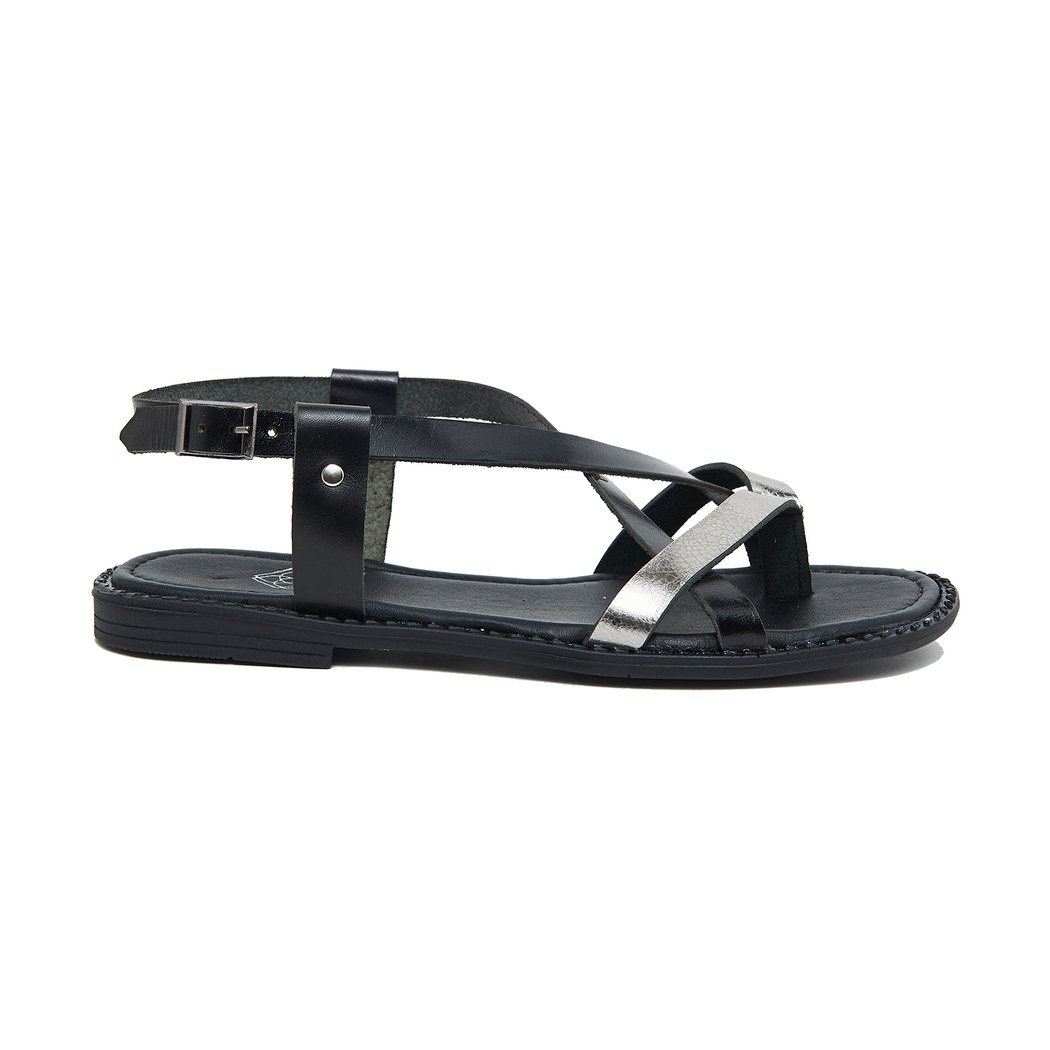 Siyah Rossy Kadın Deri Sandalet