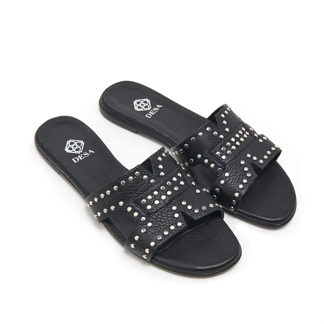 Siyah Sofia Kadın Deri Terlik