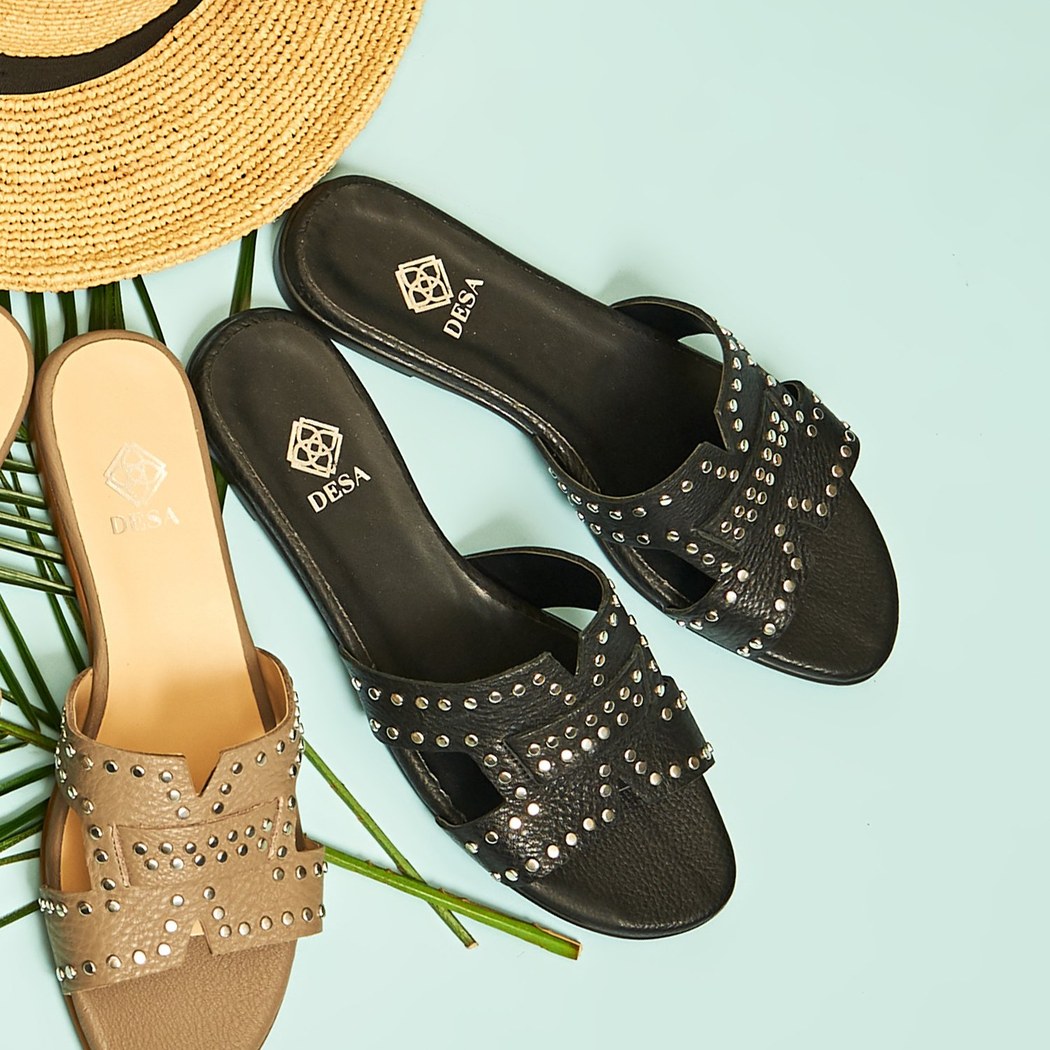 Siyah Sofia Kadın Deri Terlik