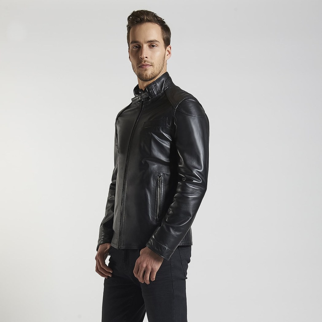Siyah Tiago Erkek Deri Ceket