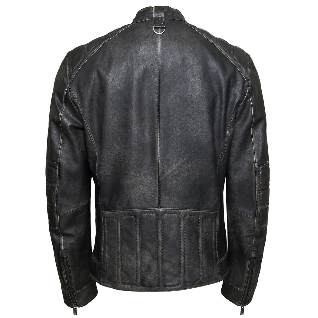 Siyah Toore Erkek Vintage Deri Mont