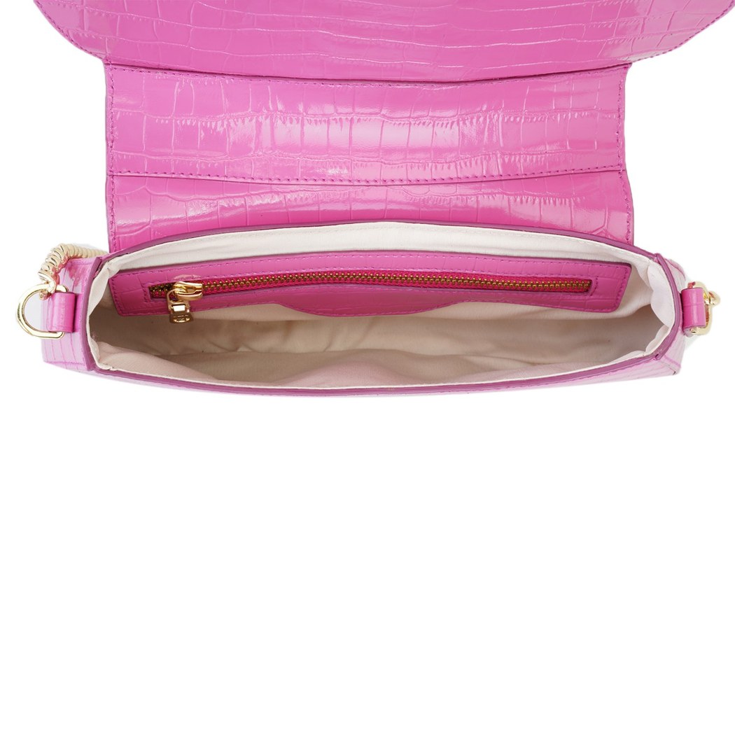 Stengel Pembe Kadın Kroko Baskılı Deri Omuz Çantası