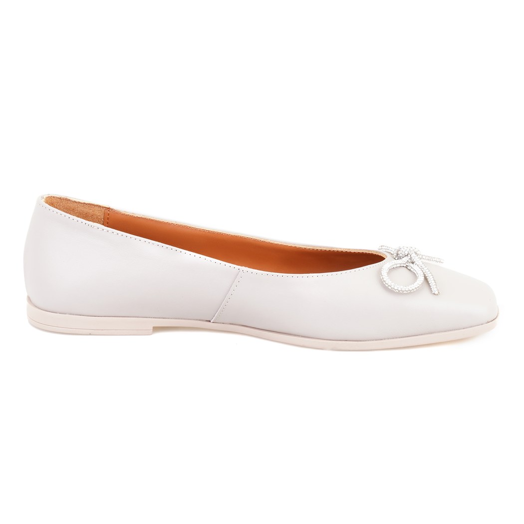 Swena Gri Kadın Fiyonklu Deri Babet