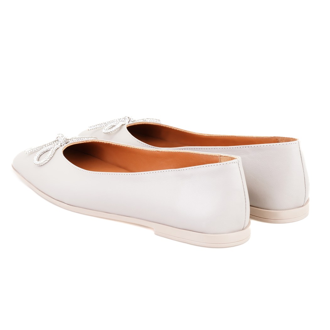 Swena Gri Kadın Fiyonklu Deri Babet