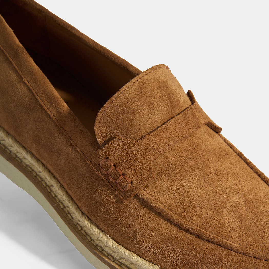 Taba Erkek Örgü Detaylı Süet Loafer