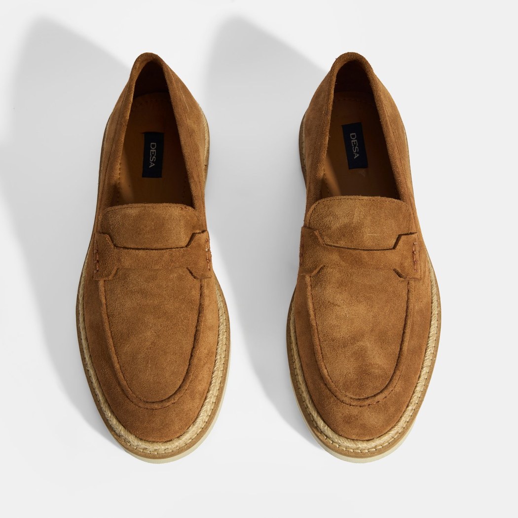 Taba Erkek Örgü Detaylı Süet Loafer