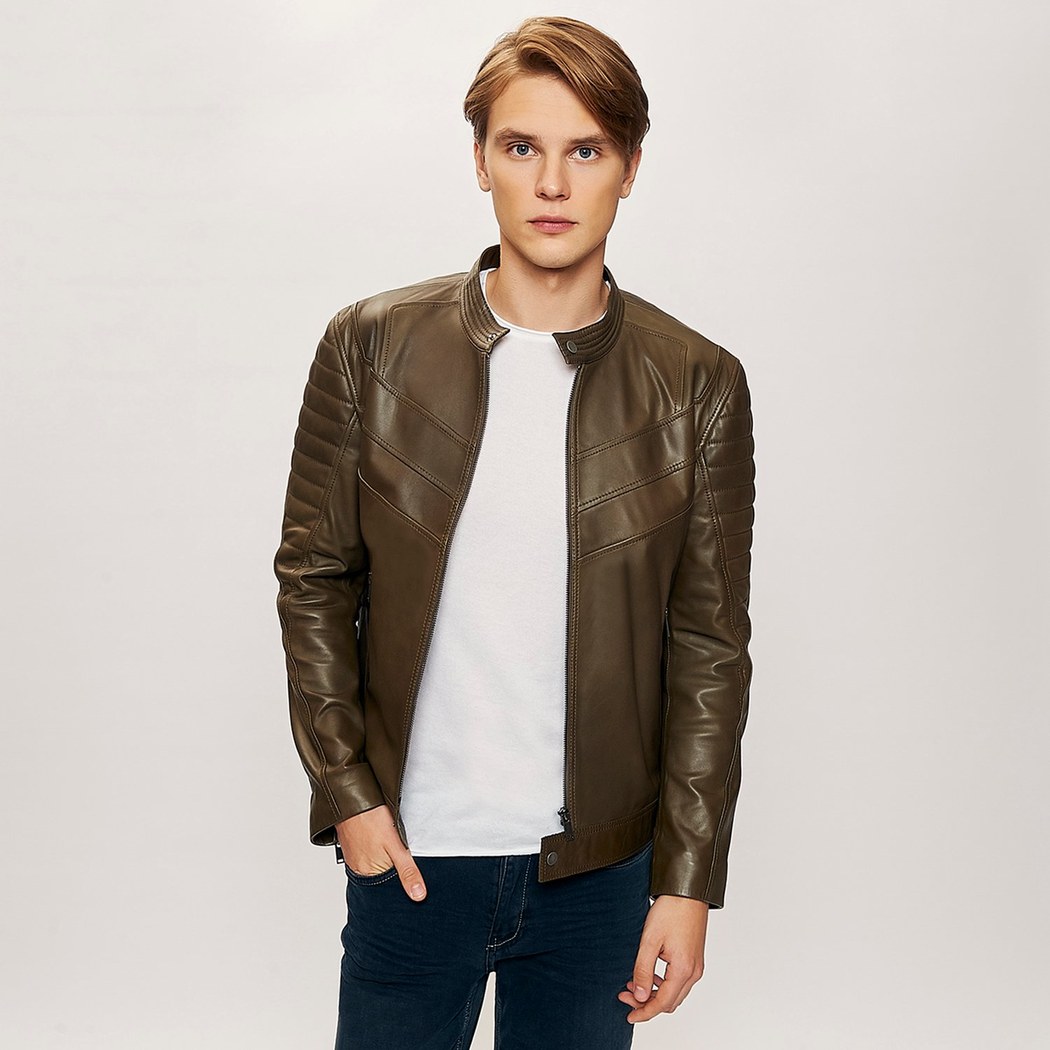 Teddeo Erkek Deri Motorcu Mont